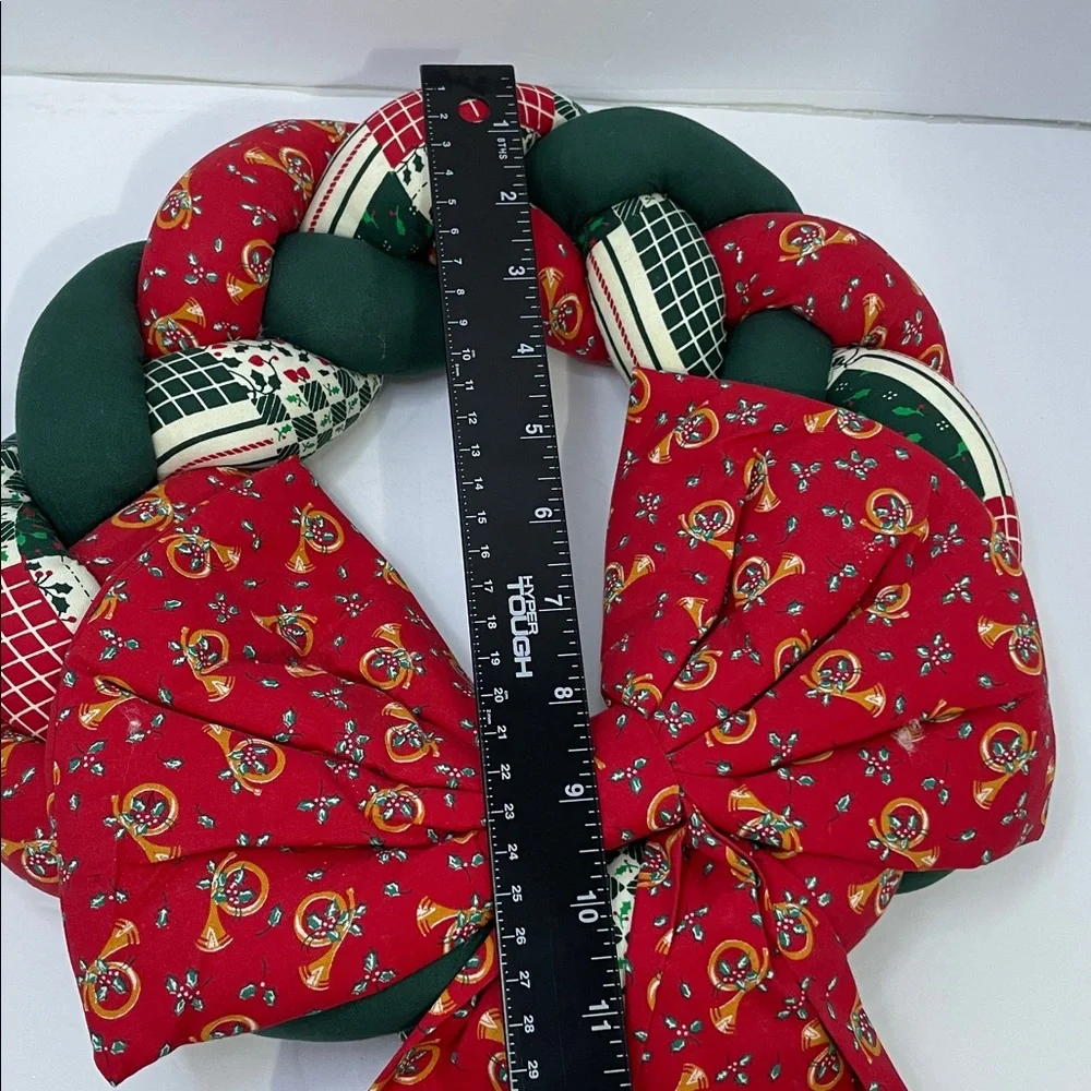 Christmas Red and Green Braided Fabric Wreath